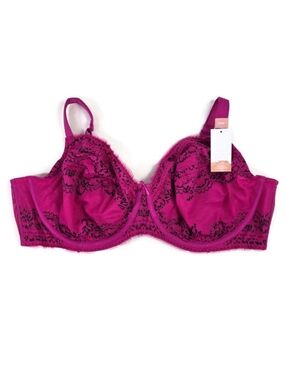 Cacique The Modern Collection Pink Lace Unlined Underwire Balconette Bra 50DD